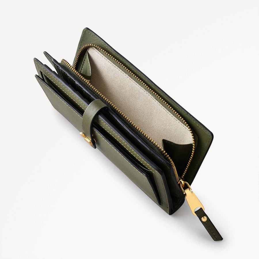 Newick Road Leather Large Bifold Wallet in Dark Olive - 110236