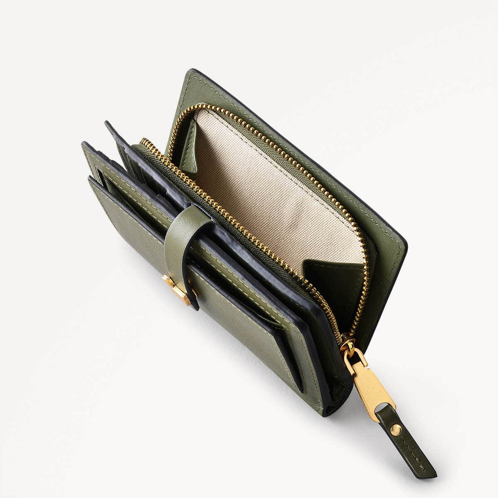 Newick Road Leather Medium Bifold Wallet in Dark Olive - 110237
