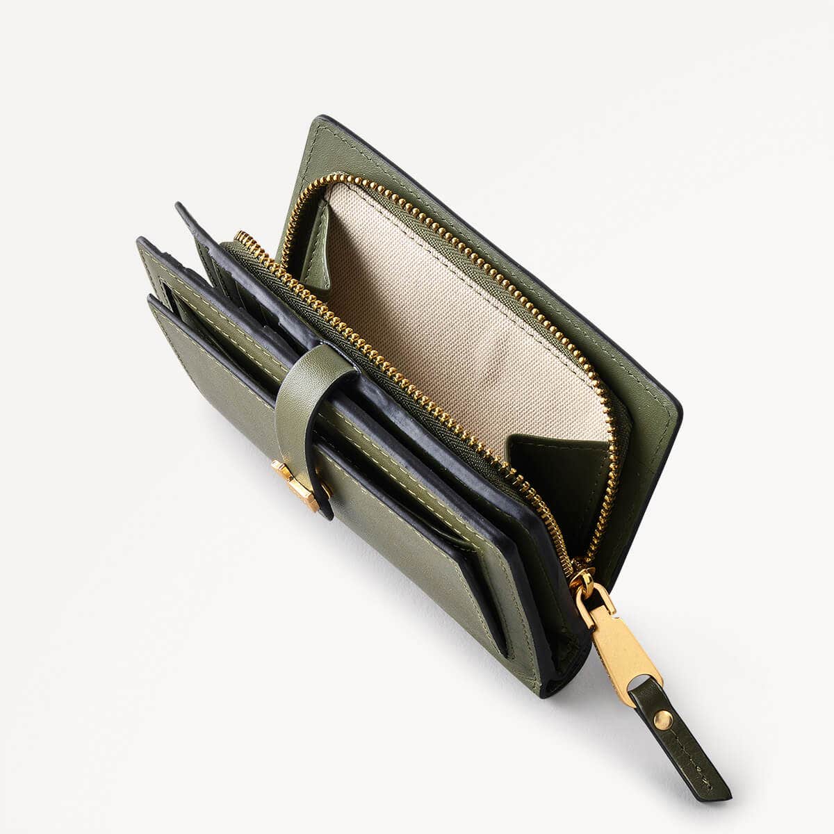 Newick Road Leather Medium Bifold Wallet in Dark Olive - 110237