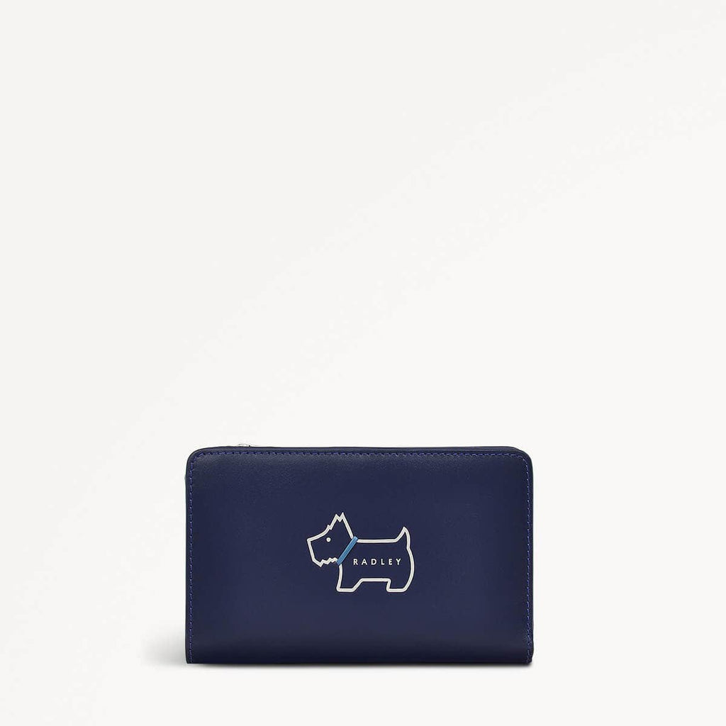 Heritage Dog Outline Leather Medium Bifold Wallet in Evenfall - 110238