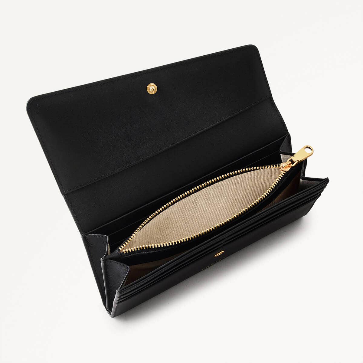 The Kensal Leather Large Flapover Wallet in Black - 110255