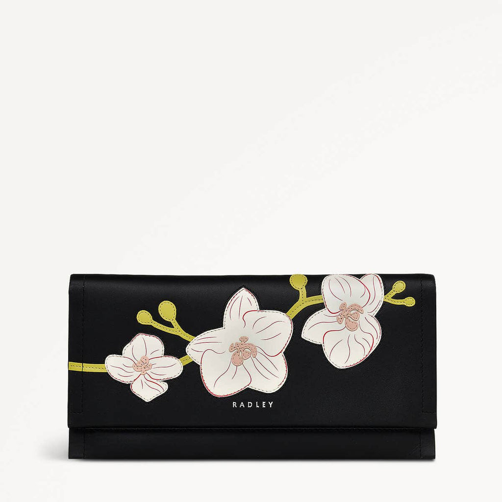 Lunar New Year SS25 Leather Large Flapover Wallet in Black - 110276
