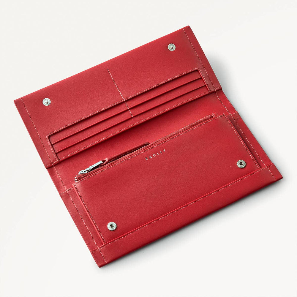 Lunar New Year SS25 Leather Large Flapover Wallet in Crimson - 110278