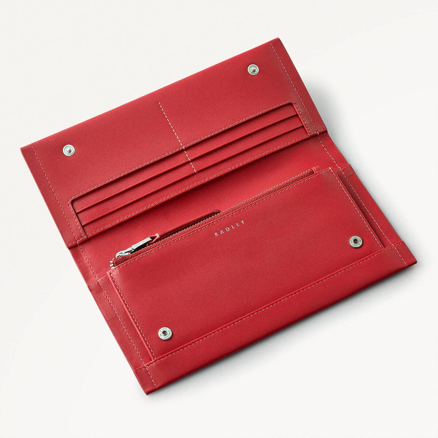Lunar New Year SS25 Leather Large Flapover Wallet in Crimson - 110278