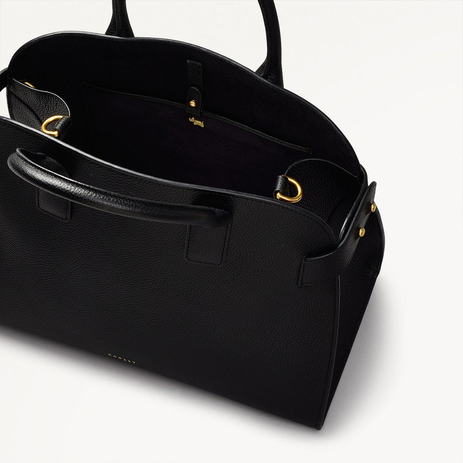 The Rathbone Leather Open Top Grab Bag in Black - 110285