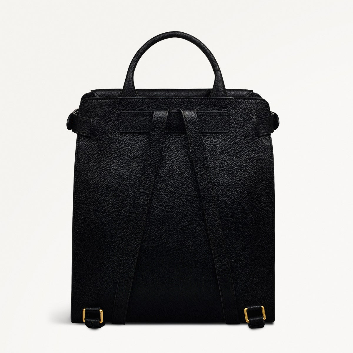 Black Leather Flapover Backpack | The Rathbone SS25