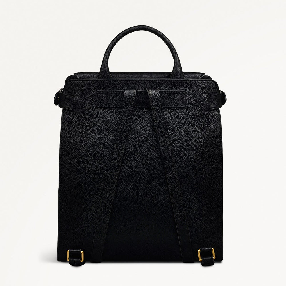 The Rathbone Leather Large Flapover Backpack in Black - 110288