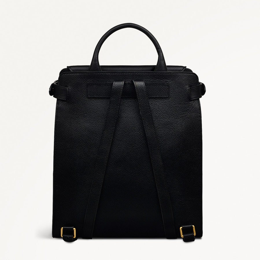 The Rathbone Leather Large Flapover Backpack in Black - 110288