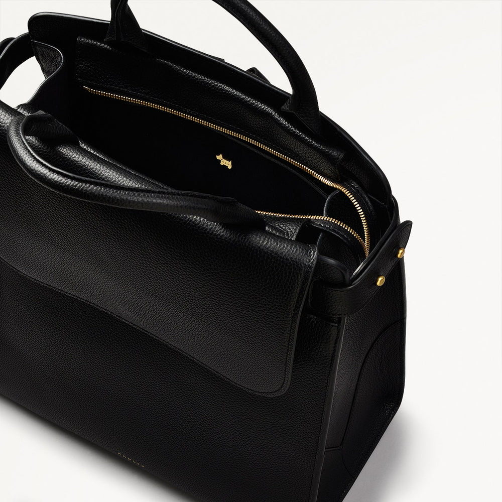 The Rathbone Leather Large Flapover Backpack in Black - 110288