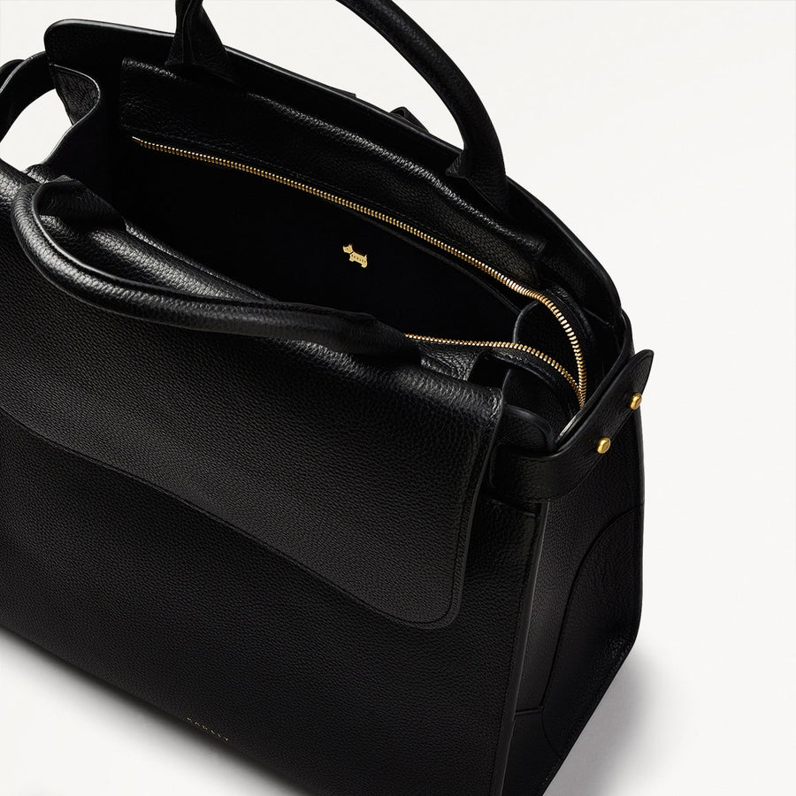 The Rathbone Leather Large Flapover Backpack in Black - 110288