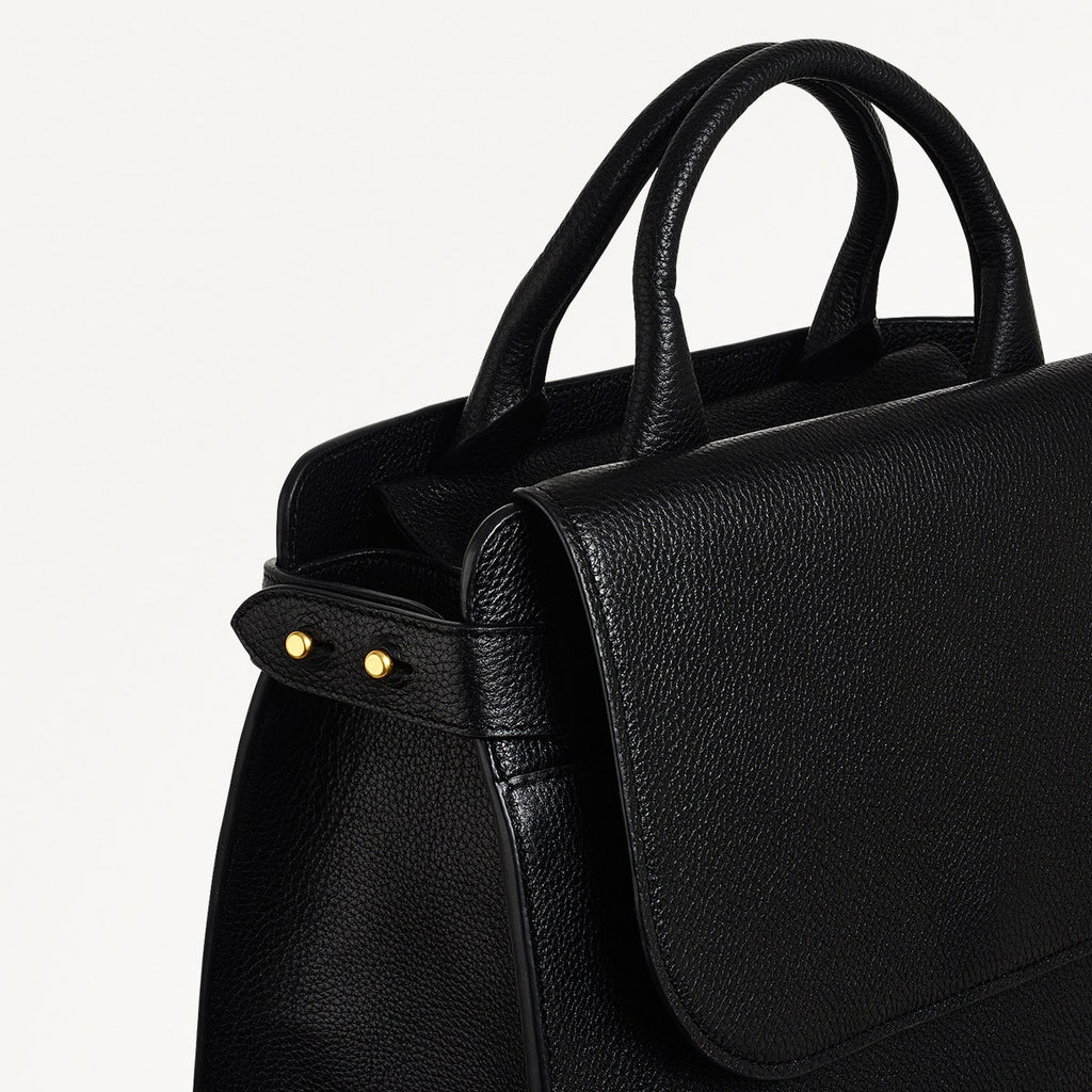 The Rathbone Leather Large Flapover Backpack in Black - 110288