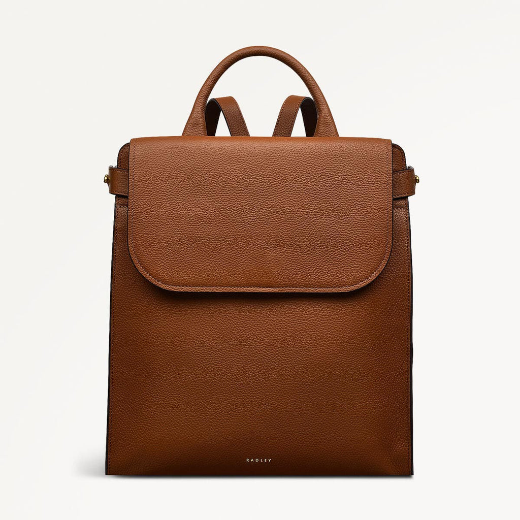 The Rathbone Leather Large Flapover Backpack in Saddle - 110289