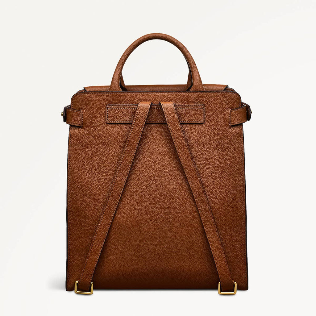 The Rathbone Leather Large Flapover Backpack in Saddle - 110289