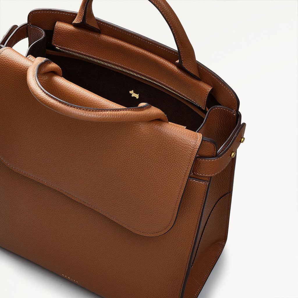 The Rathbone Leather Large Flapover Backpack in Saddle - 110289