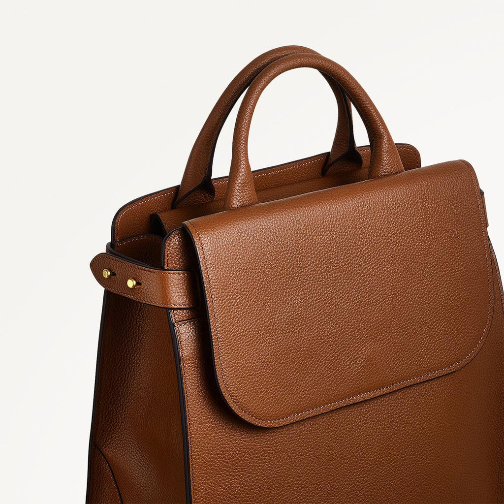 The Rathbone Leather Large Flapover Backpack in Saddle - 110289