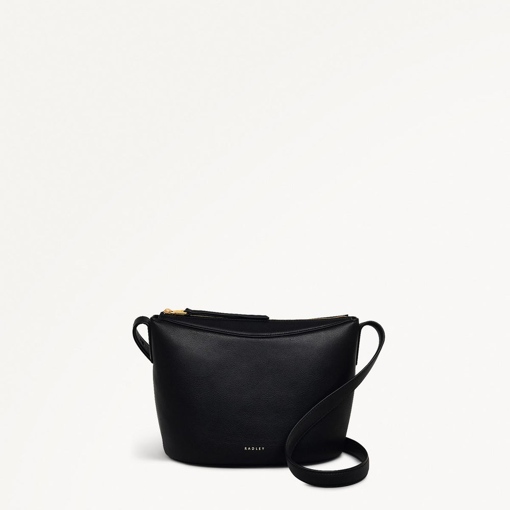 The Kensal Leather Small Ziptop Crossbody Bag in Black - 110292