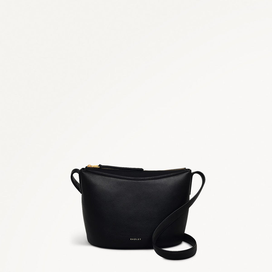 The Kensal Leather Small Ziptop Crossbody Bag in Black - 110292