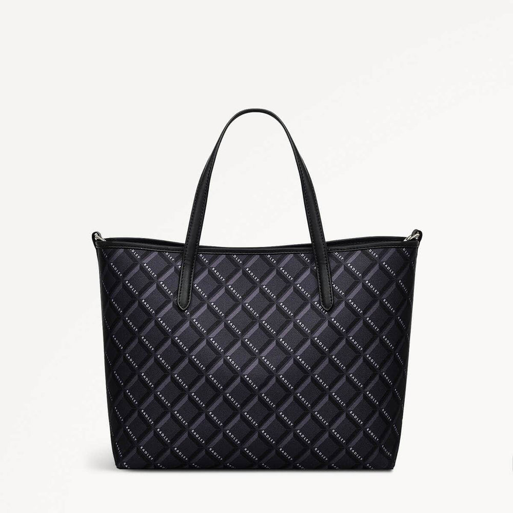 Southwell Gardens Fabric Open Top Satchel Bag in Black - 110295
