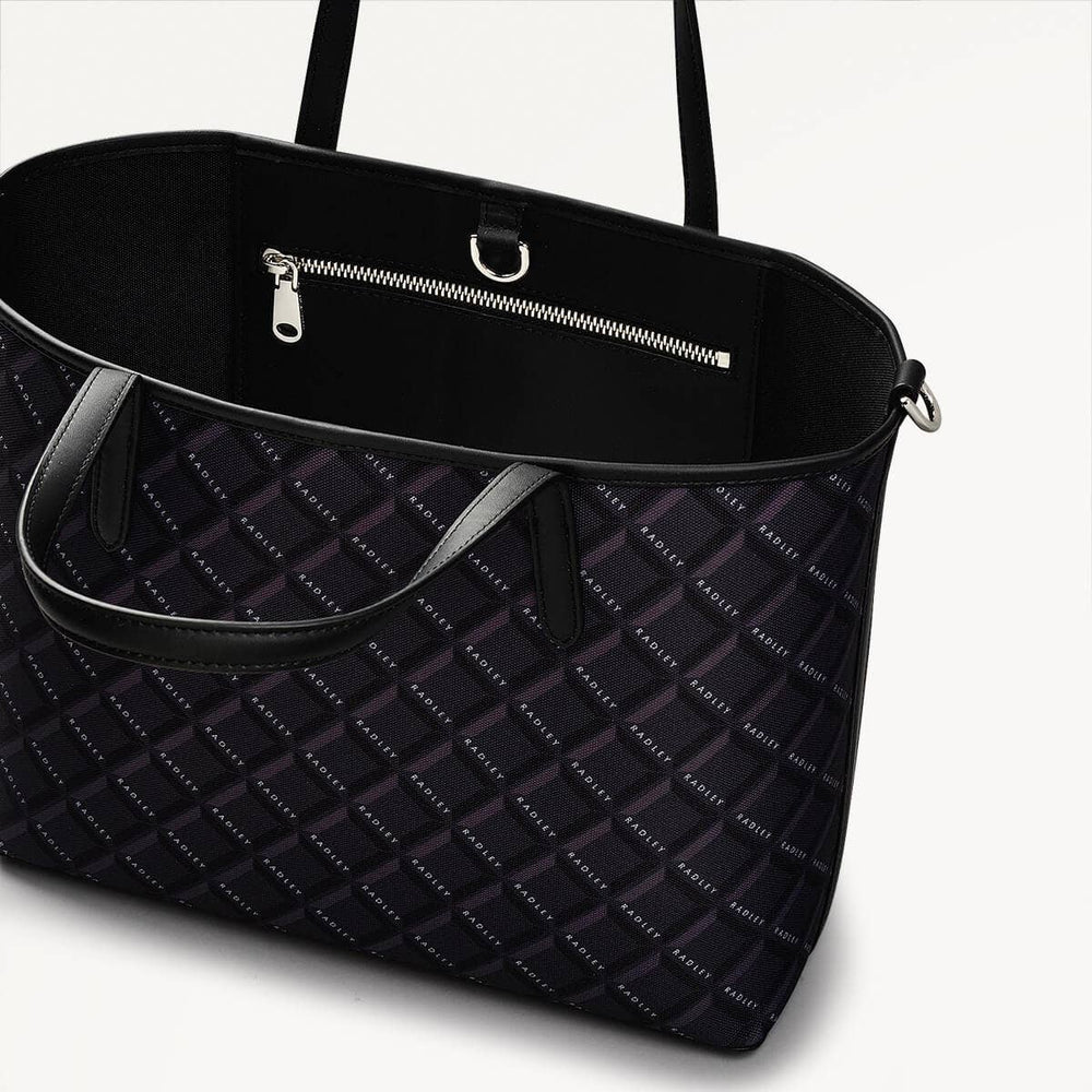 Southwell Gardens Fabric Open Top Satchel Bag in Black - 110295