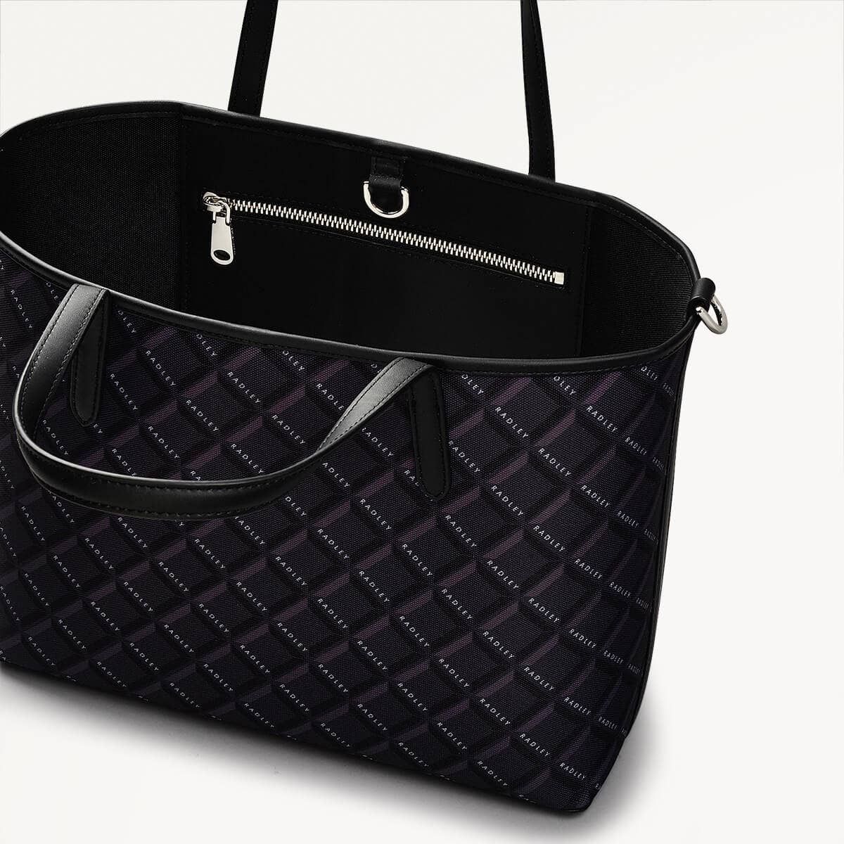 Southwell Gardens Fabric Open Top Satchel Bag in Black - 110295