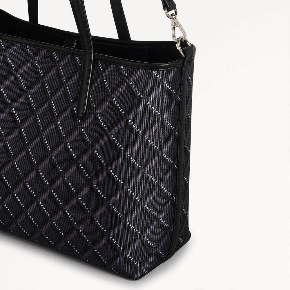 Southwell Gardens Fabric Open Top Satchel Bag in Black - 110295