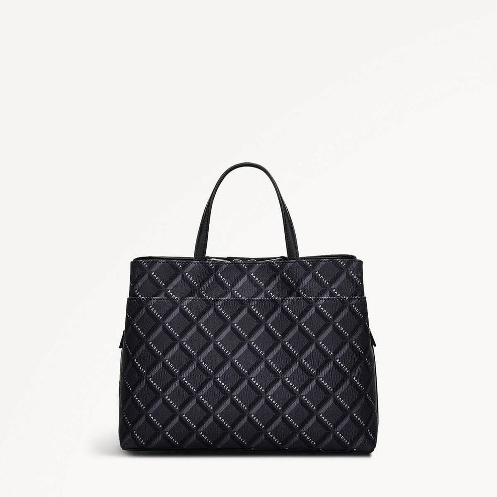 Southwell Gardens Fabric Medium Ziptop Grab Bag in Black - 110296