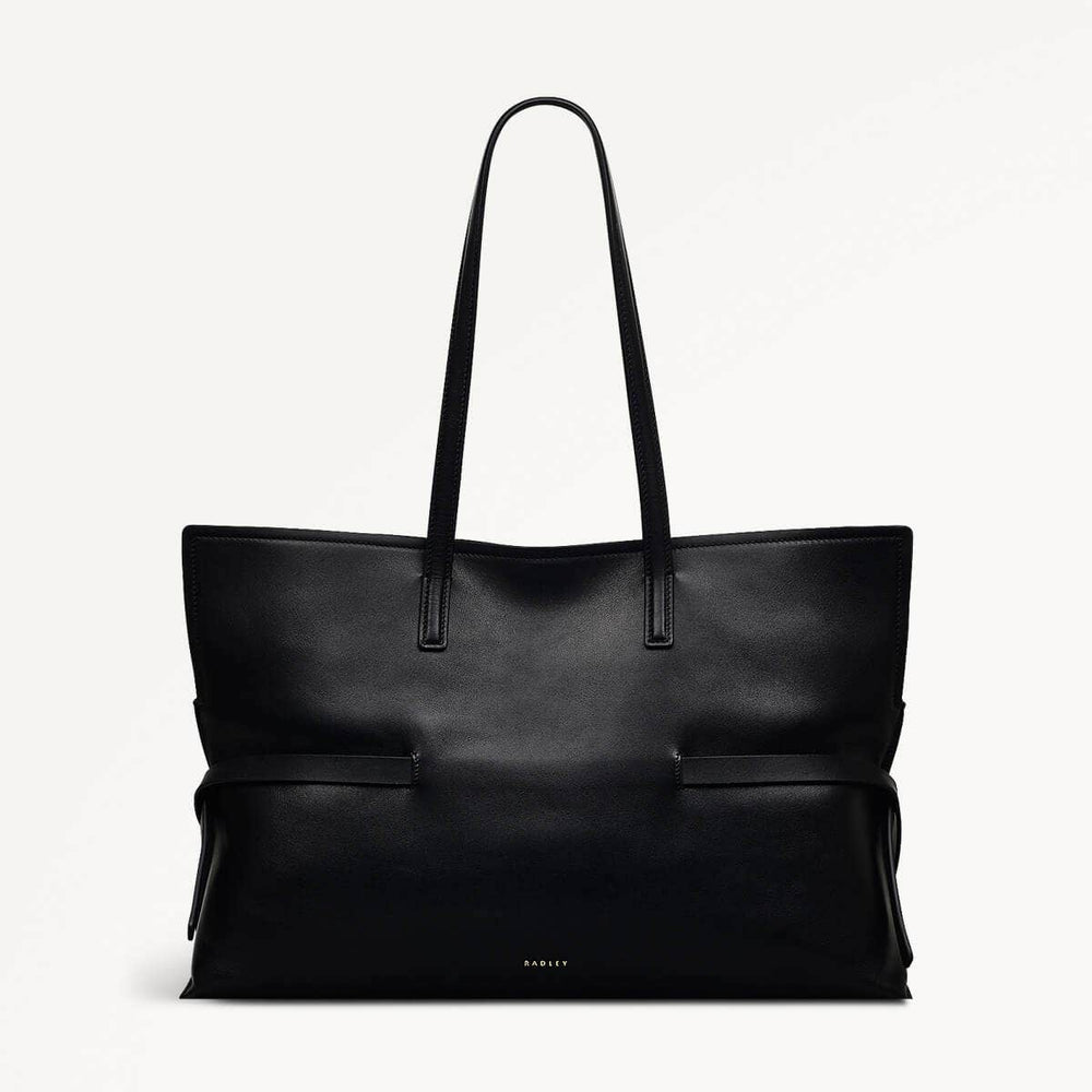 Fleet Street Leather Medium Open Top Tote Bag in Black - 110304