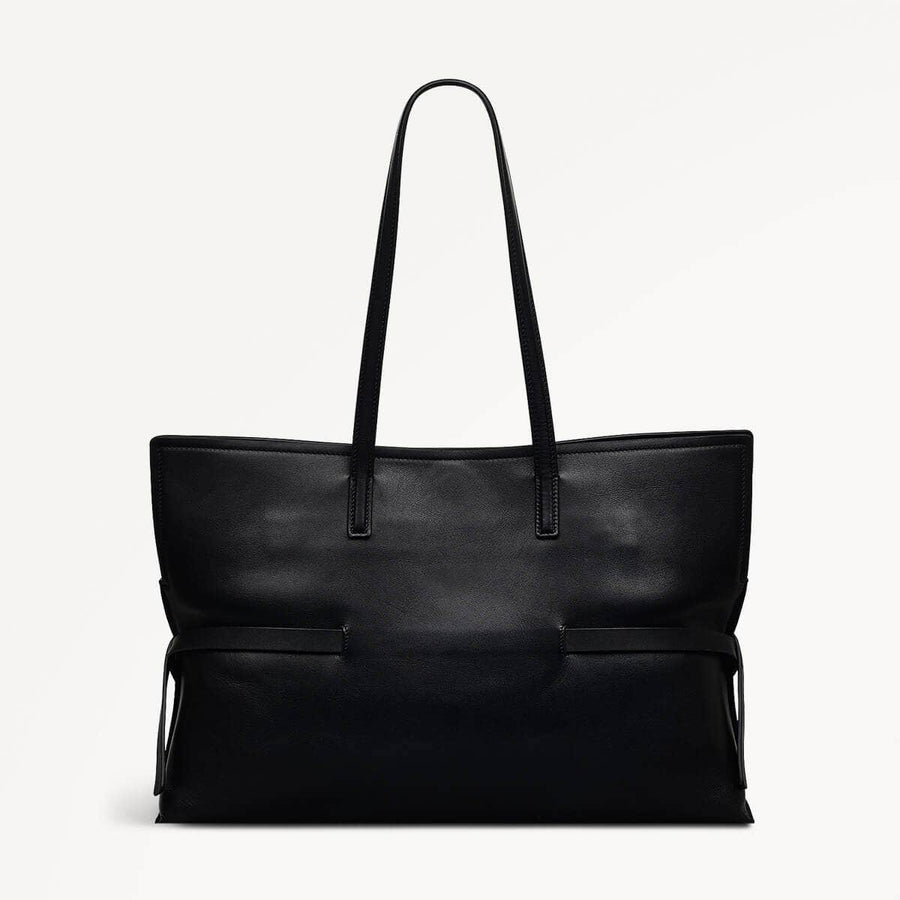 Fleet Street Leather Medium Open Top Tote Bag in Black - 110304