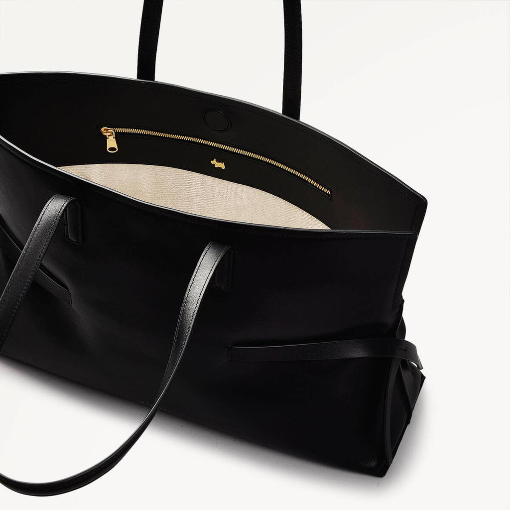 Fleet Street Leather Medium Open Top Tote Bag in Black - 110304