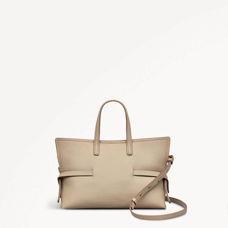Fleet Street Leather Small Open Top Crossbody Bag in Stone - 110305