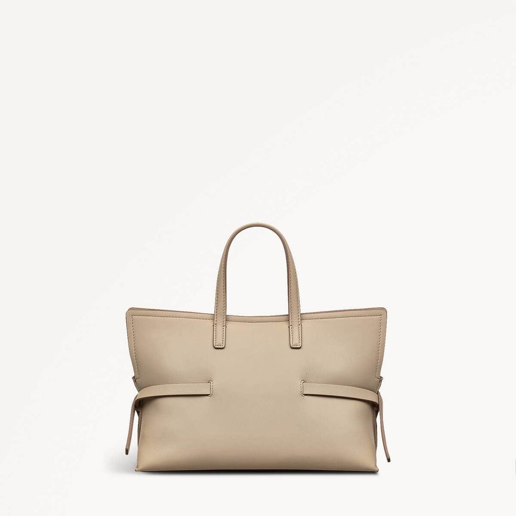 Fleet Street Leather Small Open Top Crossbody Bag in Stone - 110305