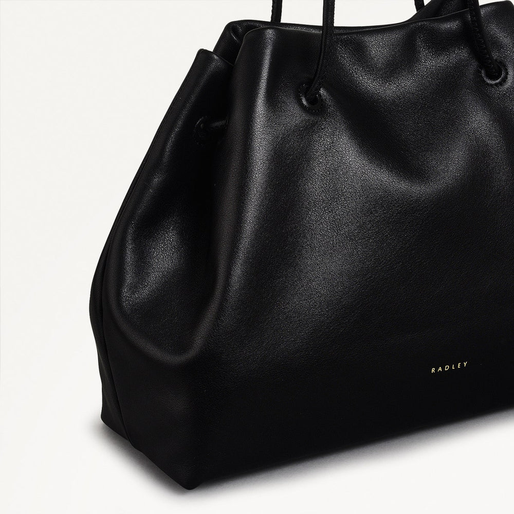 Blake Mews Leather Open Top Shoulder Bag in Black - 110311