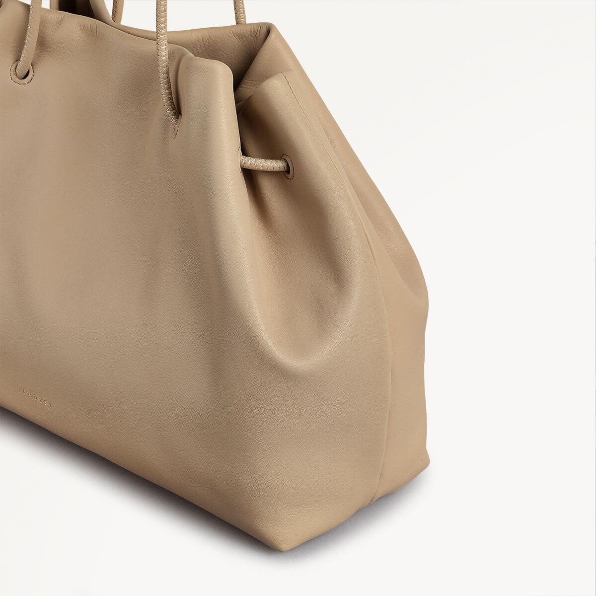 Blake Mews Leather Open Top Shoulder Bag in Stone - 110313