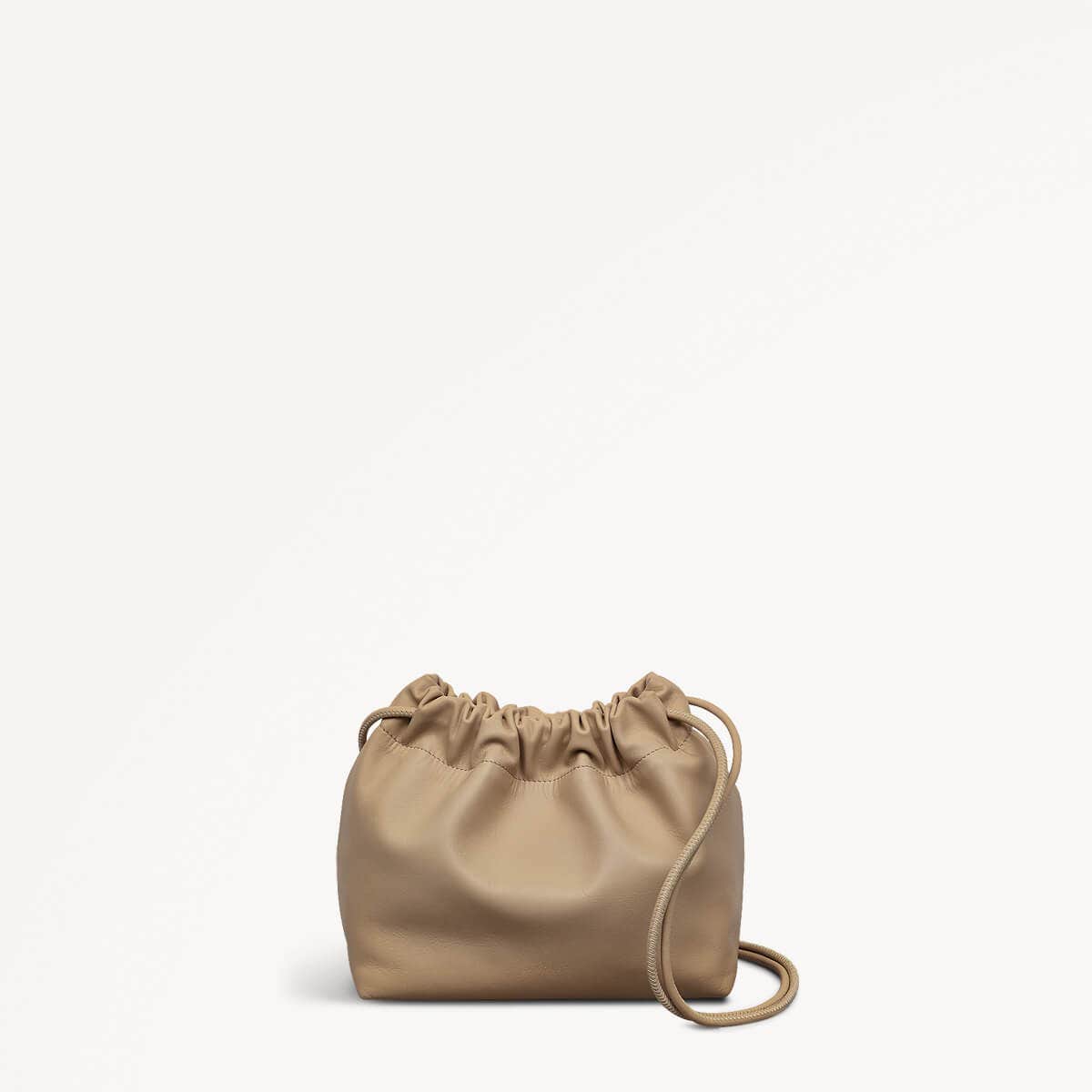 Blake Mews Leather Open Top Crossbody Bag in Stone - 110315
