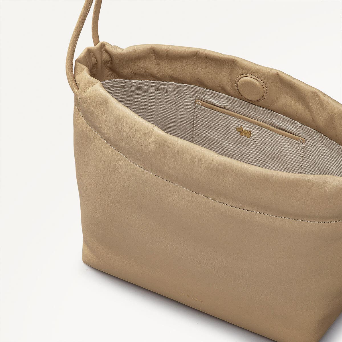 Blake Mews Leather Open Top Crossbody Bag in Stone - 110315