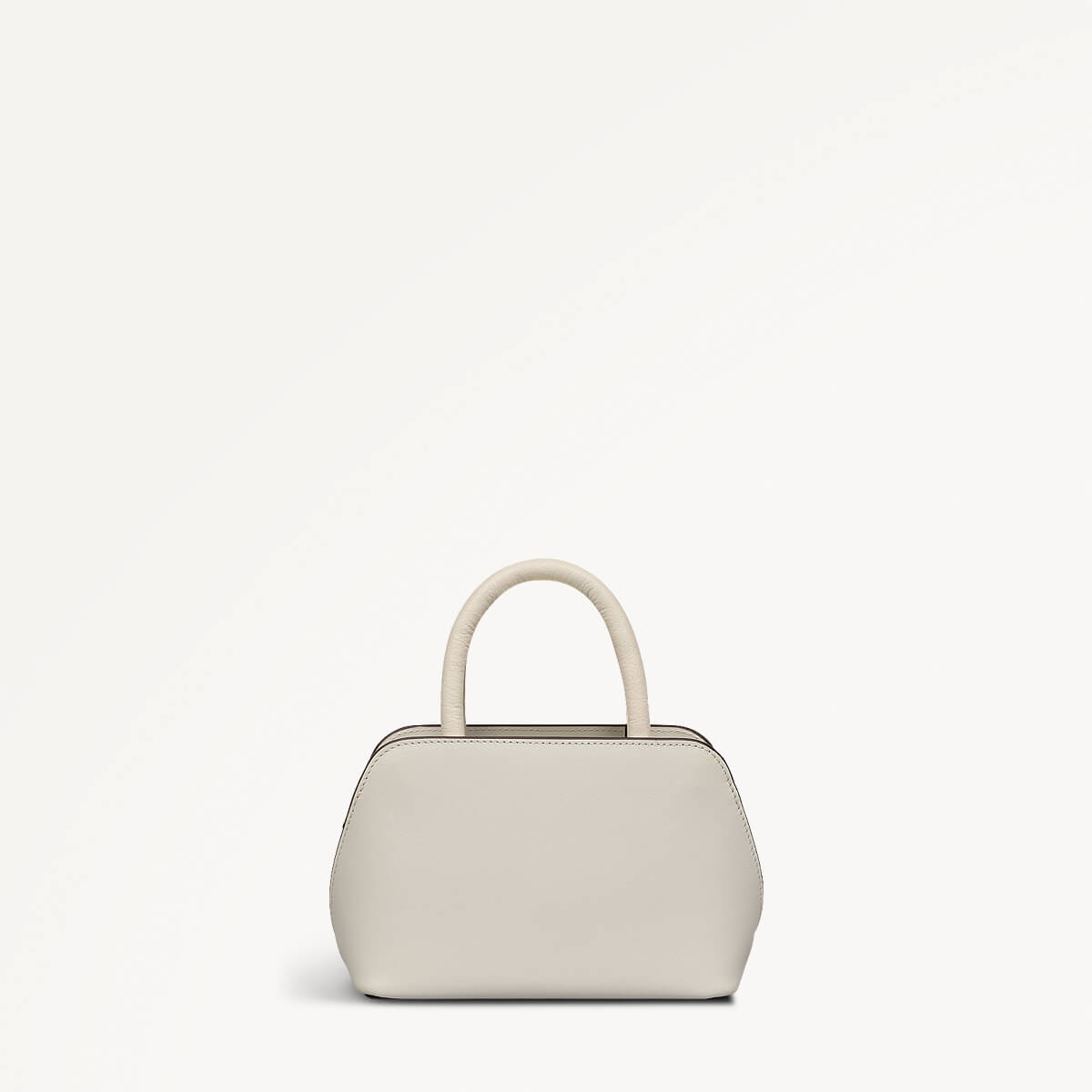 Valentines SS25 Leather Small Ziptop Grab Bag in Chalk - 110320