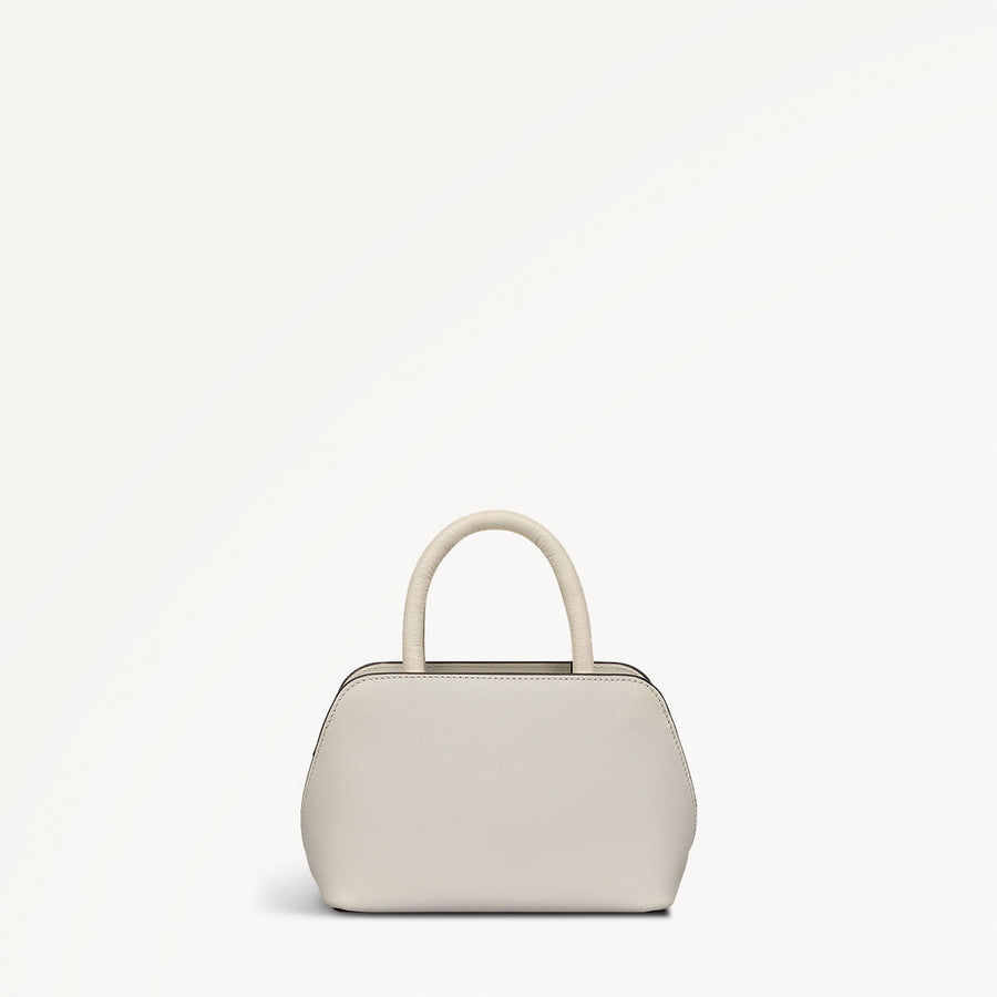 Valentines SS25 Leather Small Ziptop Grab Bag in Chalk - 110320