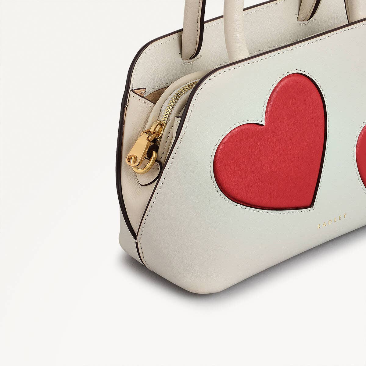 Valentines SS25 Leather Small Ziptop Grab Bag in Chalk - 110320