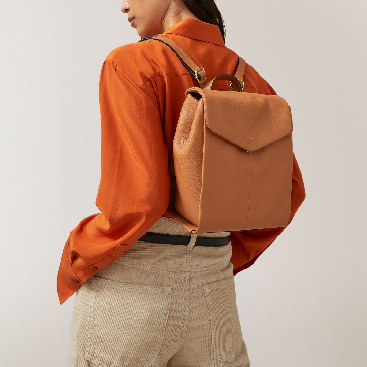 Southwark Road Leather Small Flapover Backpack in Dark Butter - 110032