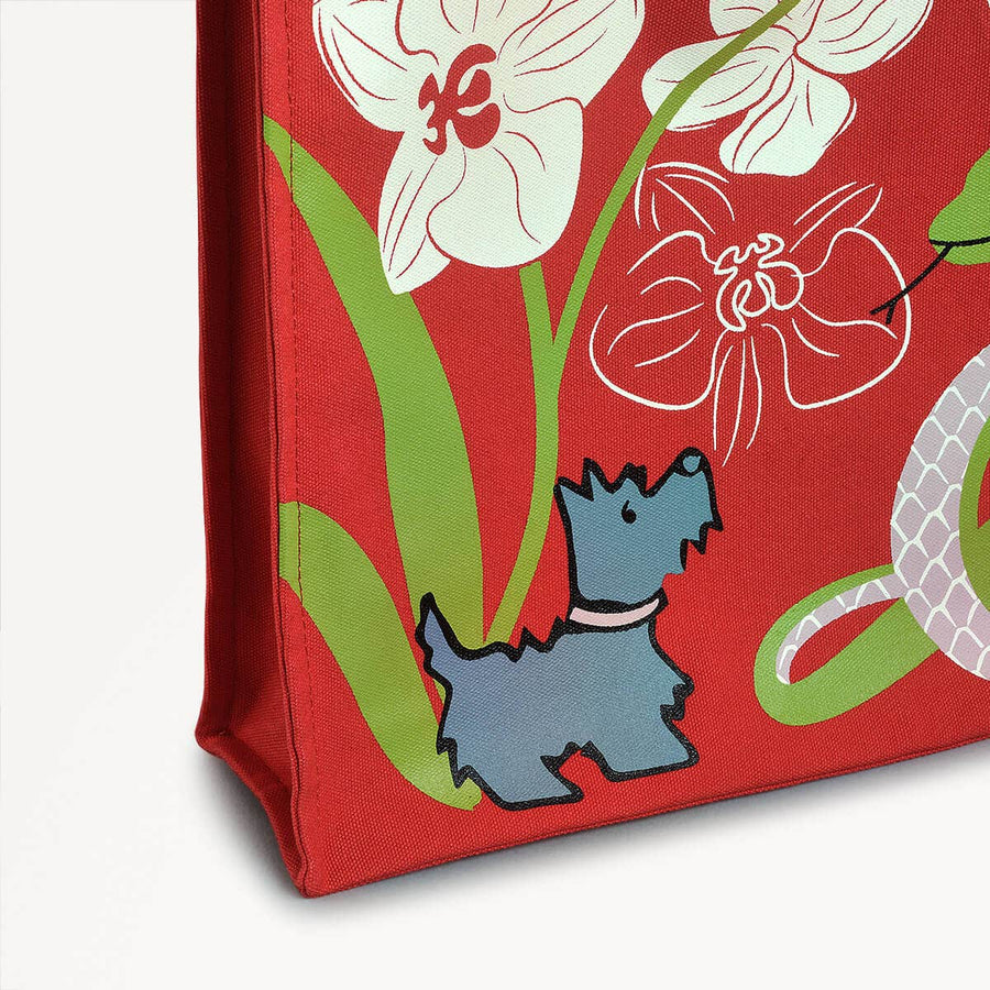 Lunar New Year SS25 Fabric Open Top Tote in Crimson - 110330