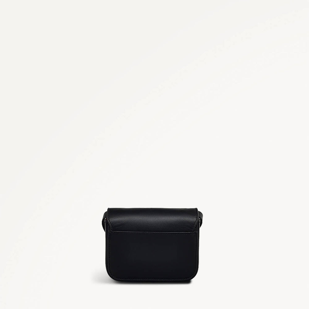Lunar New Year SS25 Leather Mini Flapover Crossbody Bag in Black - 110331