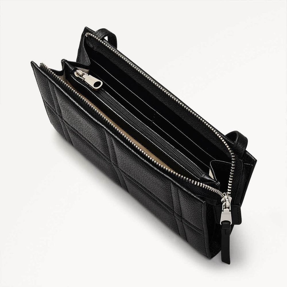 Sunny Dene Leather Large Phone Crossbody in Black - 110351