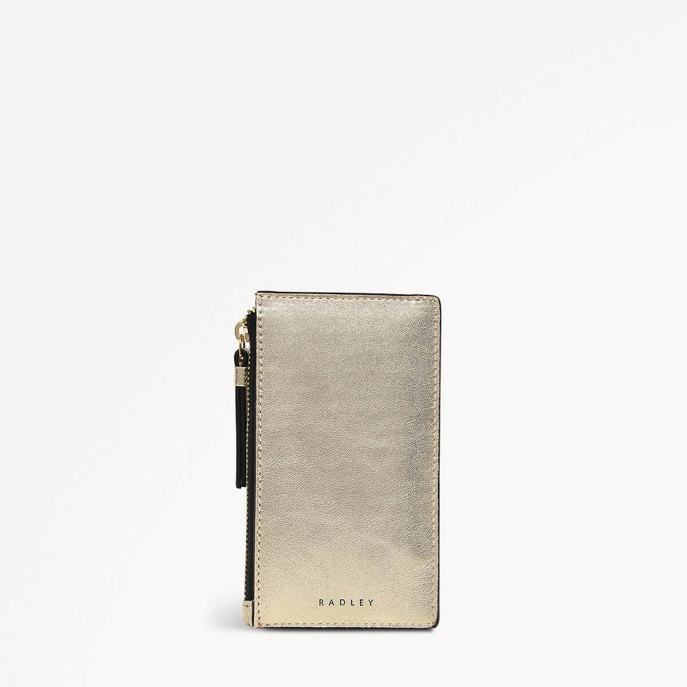 Drapers Road Leather Medium Ziptop Coin Purse in Icy Gold - 110355