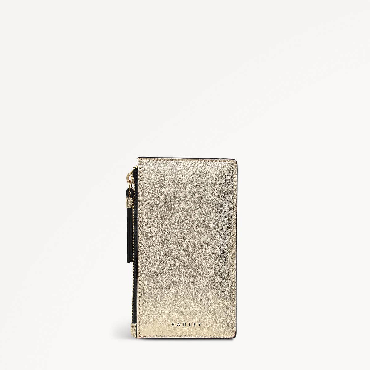 Drapers Road Leather Medium Ziptop Coin Purse in Icy Gold - 110355