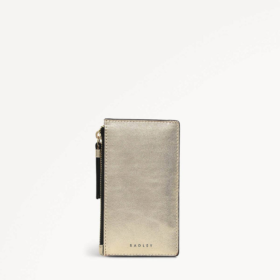 Drapers Road Leather Medium Ziptop Coin Purse in Icy Gold - 110355