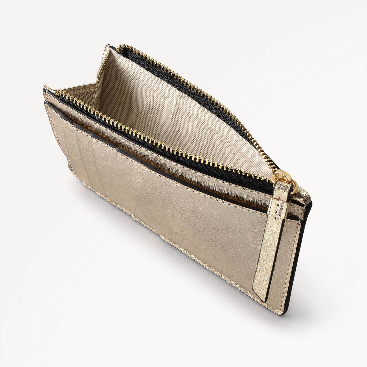 Drapers Road Leather Medium Ziptop Coin Purse in Icy Gold - 110355