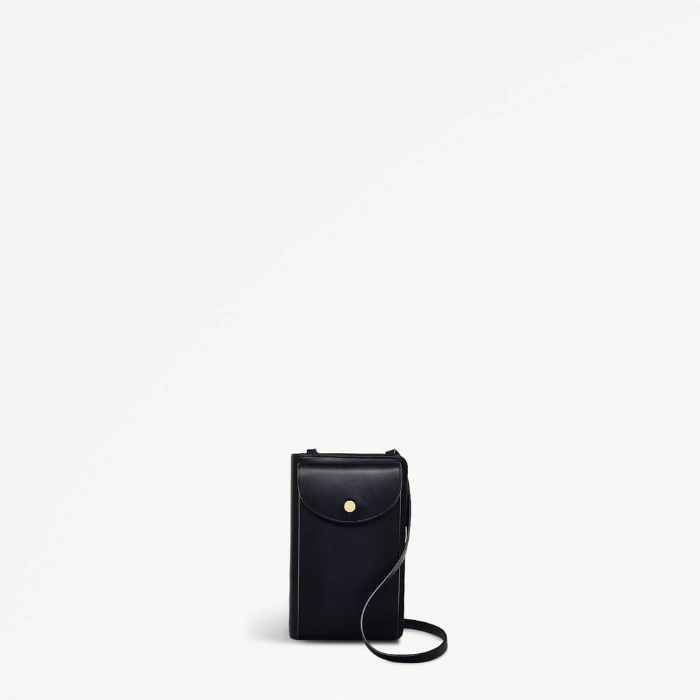 Argyll Street Leather Large Phone Crossbody in Black - 110362