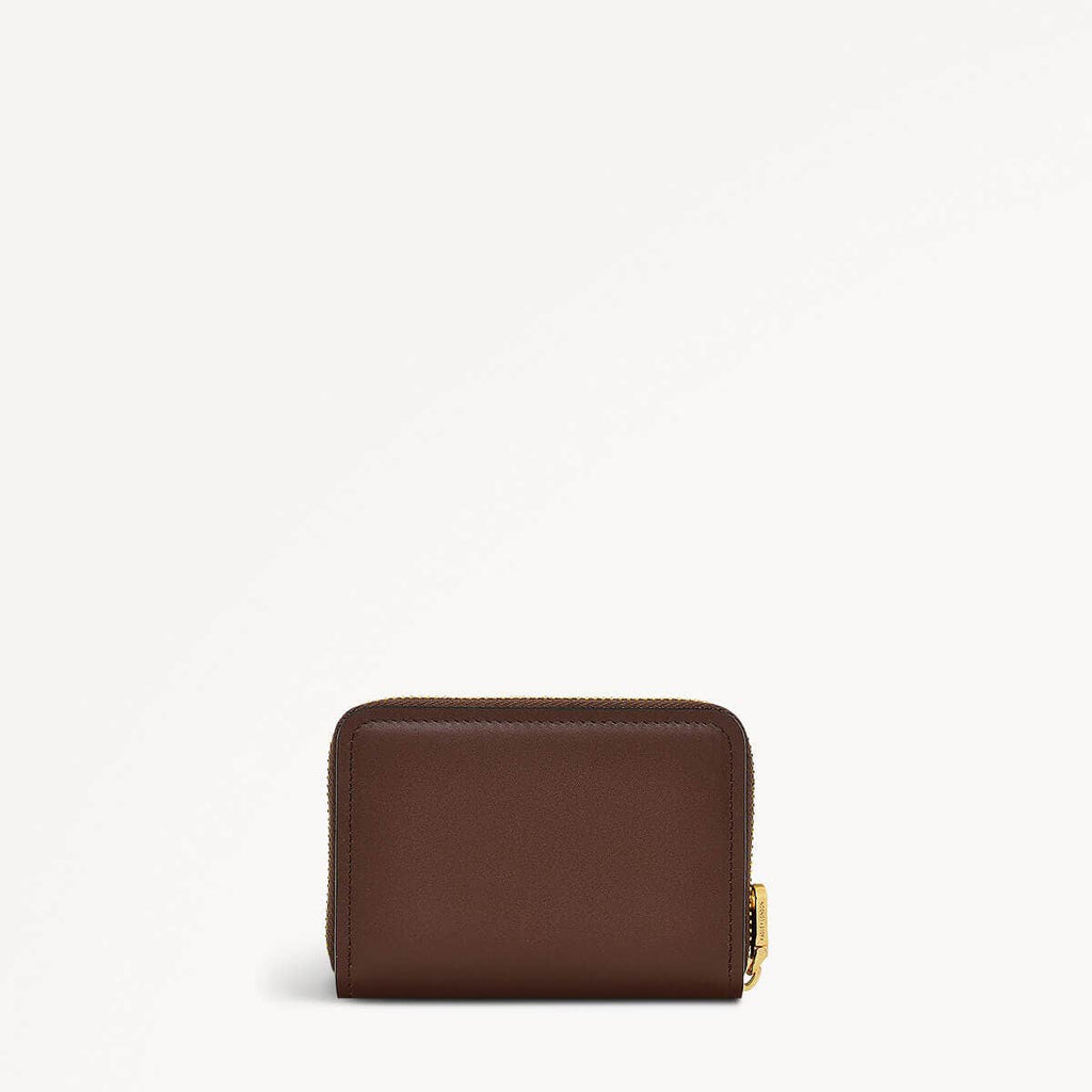 Bow Street Leather Small Zip Around Wallet in Walnut - 110364