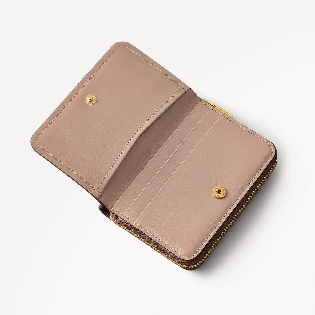 Bow Street Leather Small Zip Around Wallet in Walnut - 110364