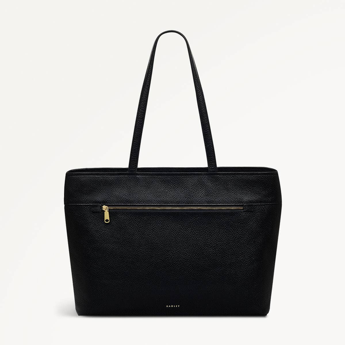 Sunny Dene Leather Medium Ziptop Tote Bag in Black - 110382